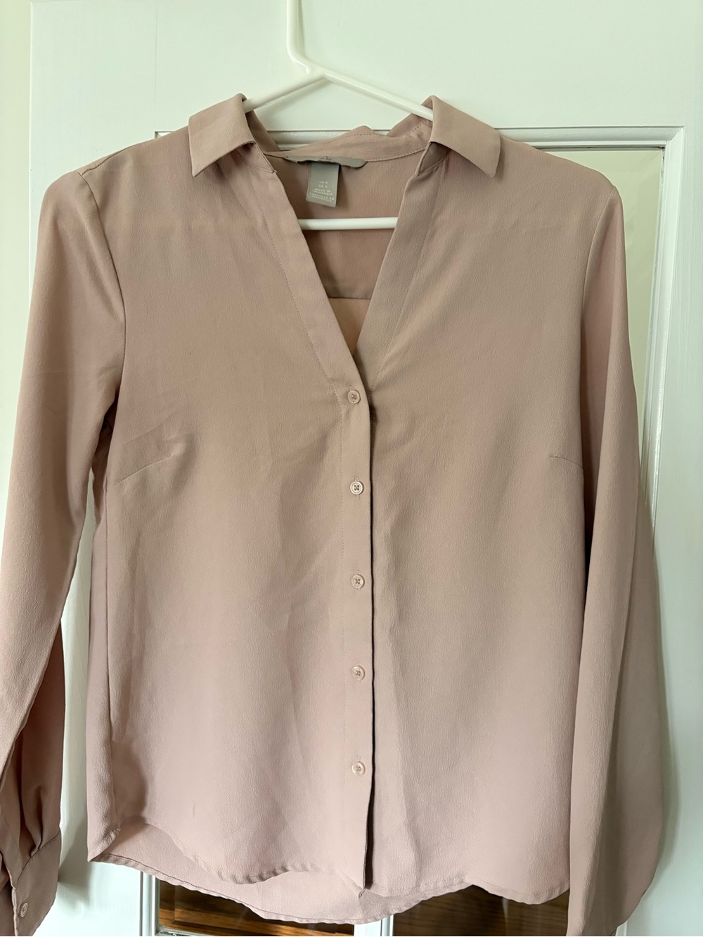 H&M Light Mauve/Pink Button Blouse, Size 0